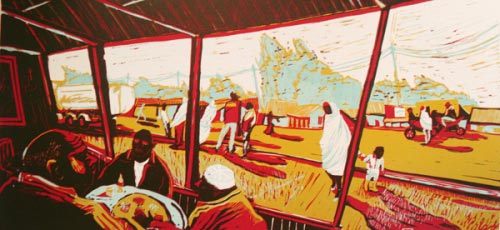 Dinsho Main Street, Reduction linocut